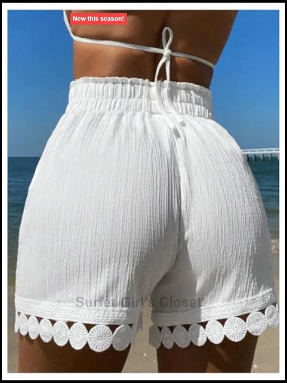 Women's High Waisted Paper Bag Shorts Swimsuit Cover Up Beach Casual